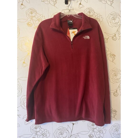 North Face Men's Size XL 1/4 Zip Pullover F Red UPF 30 Classic Fleece NWT - Picture 1 of 4